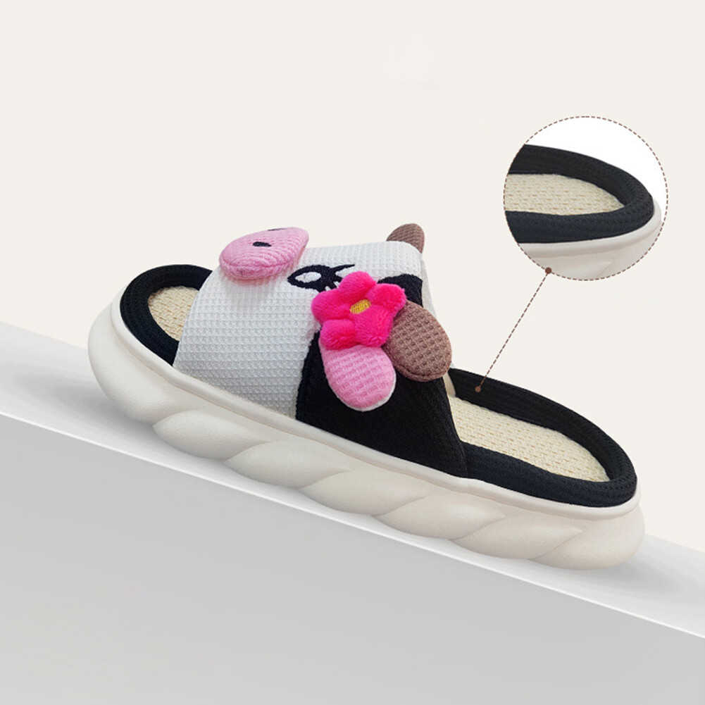 APL Pantofole Unisex Cartoni Animati Animali Traspiranti Lino Mucca Casa Pantofole per Donna Uomo