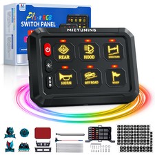 RGB 6 Gang Switch Panel 12V On Off LED Light Bar Circuit Control Box Marine Car