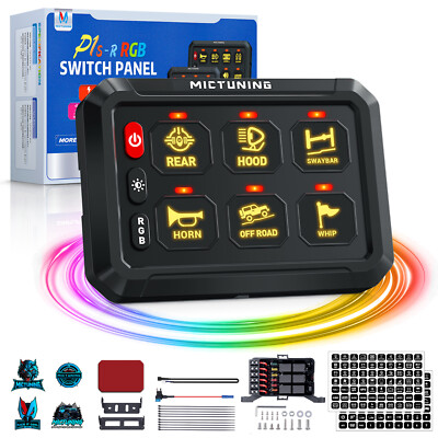 RGB 6 Gang Switch Panel 12V LED Light Circuit Relay Control System Box Marine