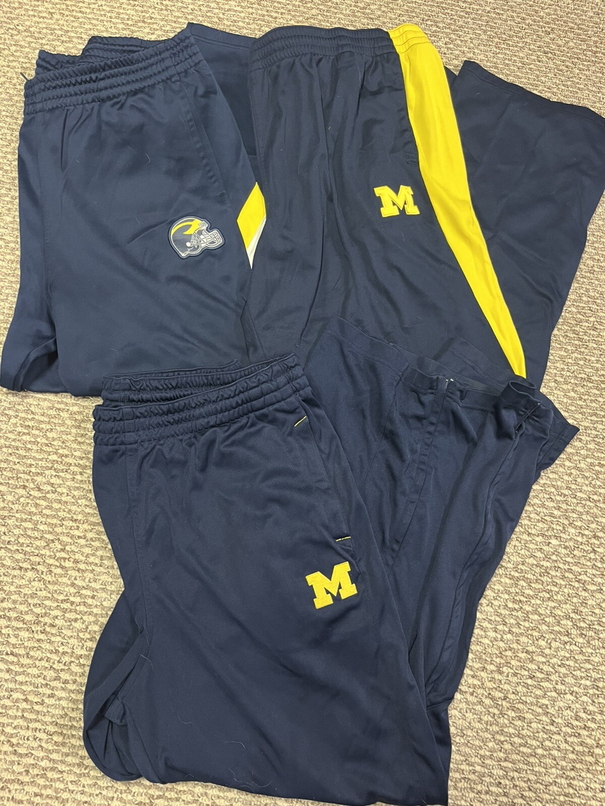 Lot of 3 UNIVERSITY OF MICHIGAN WOLVERINES Track Pants Football Size 2XL 3XL
