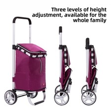 Aluminum alloy folding rod three-speed telescopic cart portable shopping cart
