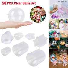 50x Christmas Tree Clear Ball Plastic Fillable Sphere Ornament Clear Baubles USA