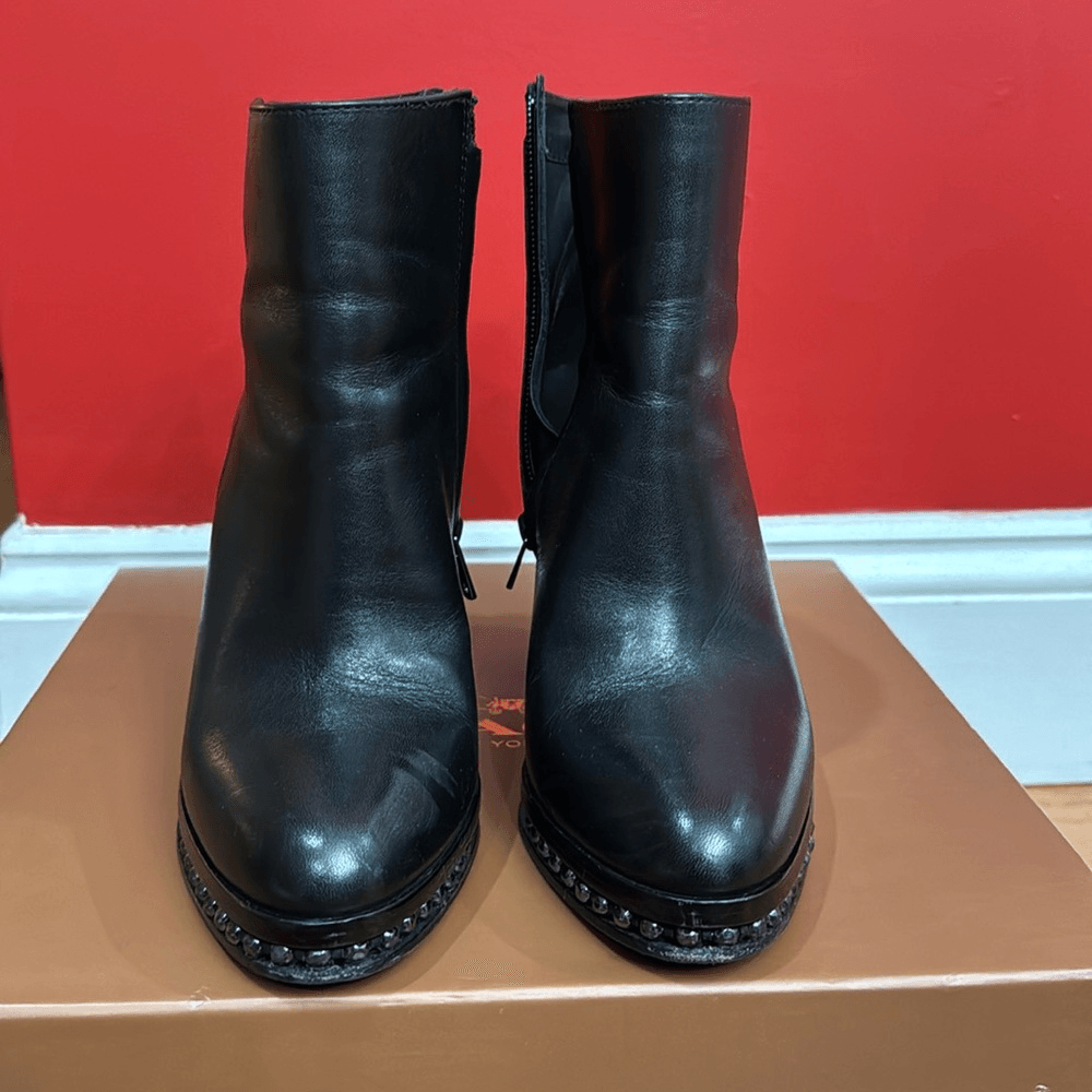 Coach Justina Black Ankle Boots Women's Beaded Chain Accents size 6.5 ...