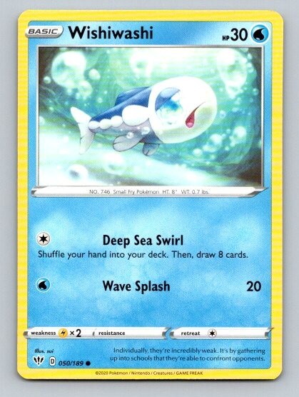 2020 Pokemon Card Darkness Ablaze Wishiwashi 50/189