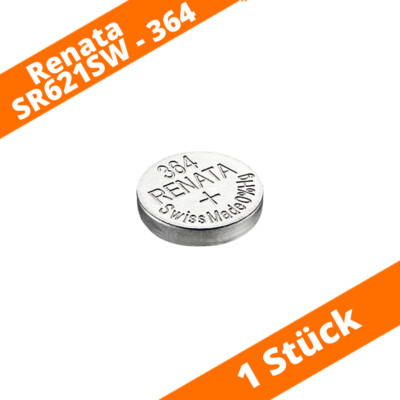 1 x Renata 364 Uhren-Batterie Knopfzelle SR621SW AG1 V364 SR60 Silberoxid 