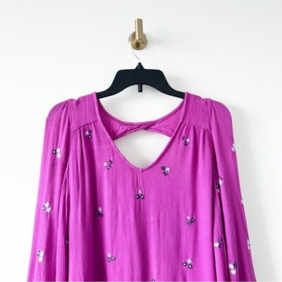 free people purple embroidered dress Free People Women's Calder Smocked Midi Dress - Blue main image 1