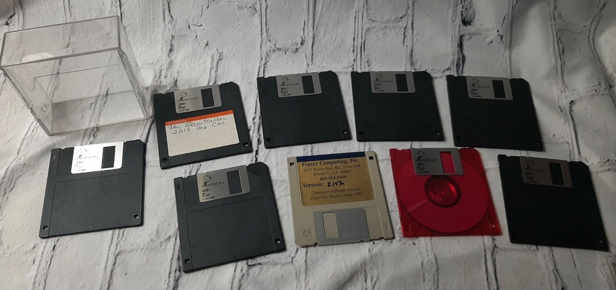 Vtg Imation Small Square 9 Piece Hard Computer Business Office Disk With Case