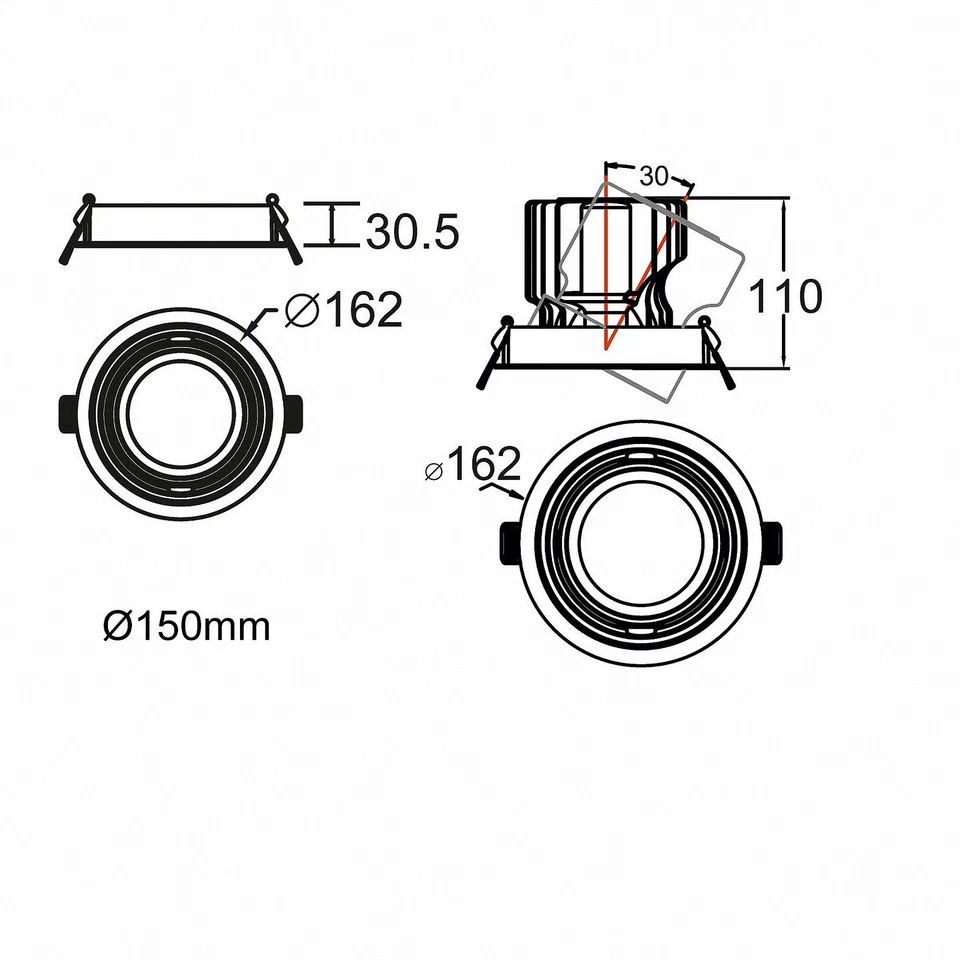Cornice Da Incasso Genius D90 Rotonda 6071 Ø 150Mm - Immagine 2 di 2