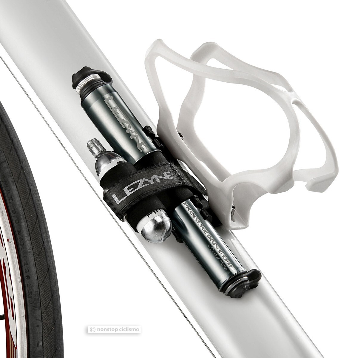 Lezyne PRESSURE DRIVE CFH Bike Tire High Pressure CO2 Inflator Hand Pump GREY