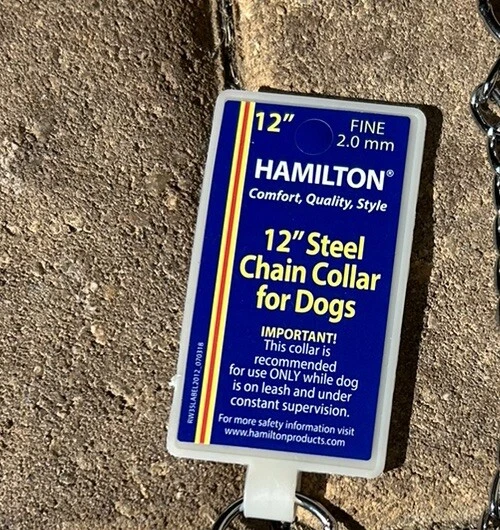 Collar de acero para mascotas perros 12” pulgadas HAMILTON NUEVO fino 2,0 mm Foto 3 de 3