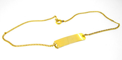 Anklet Bracelet Forstner 12K GF ID Rectangle plaque  8.5 inches Curb Link Chain