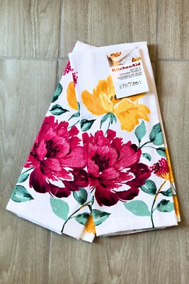 Neue KitchenAid Geschirrtücher x2 bunte Blumen
