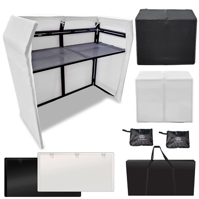 AxcessAbles DJ Booth XL Portable DJ Facade Booth Table with Black & White Scrims