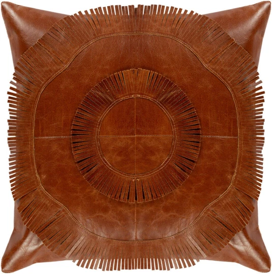 NOORA Lambskin leather Surya pillow cover Burnt Orange, Shape Square BS