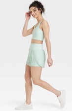NWT All in Motion sz L Mint Woven High Rise 2 in 1 Run Shorts 3" Brief S8