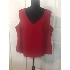 Another Thyme Women Sleeveless Red Blouse, Size 18/20, Made in USA