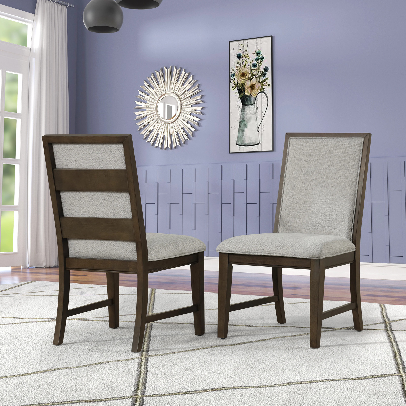 Roundhill Furniture Aberll Solid Wood Upholstered Dining Cha