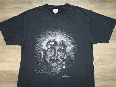 Albert Einstein Solar System vtg T Shirt Smithsonian Institution sz L 1993 Glow