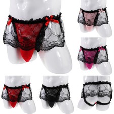 Sissy Pouch Panties Men Lace Bikini Briefs G-String Thongs Low Rise Underwear   