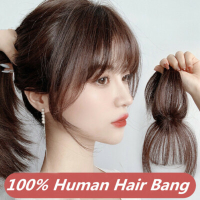 Clip in 3D Air Bangs Real Human Hair Bangs for Women One Piece Clip on  Topper