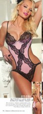 BUTTERFLY STRETCH & LACE TEDDY UNDERWIRE CUPS ADJUSTABLE STRAPS THONG BACK