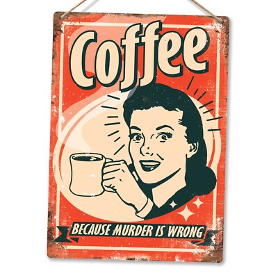 Metall Wandschild - Kaffee lustig Retro Wohndeko Shop Cafe Bar Küche Geschenk