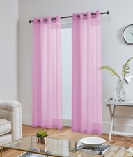 Pair (x2) Voile Eyelet Ring Top Curtains - Net Voile Curtain - Lucy Panel