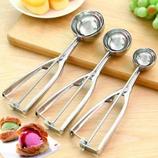 Ice Cream Spoon Stainless Steel Spring Handle Masher Cookie Scoop With Trigger