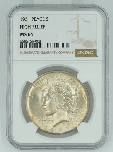 1921 NGC MS65 High Relief Peace Dollar