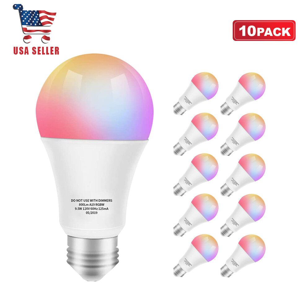 Smart Light Bulb, RGB Color Changing CCT LED Bulbs, Works with Alexa, 10pack