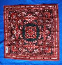 VTG Paoli Scarf Red Kaleidoscope Pattern Polyester  27" x 27" w/Label Japan, New