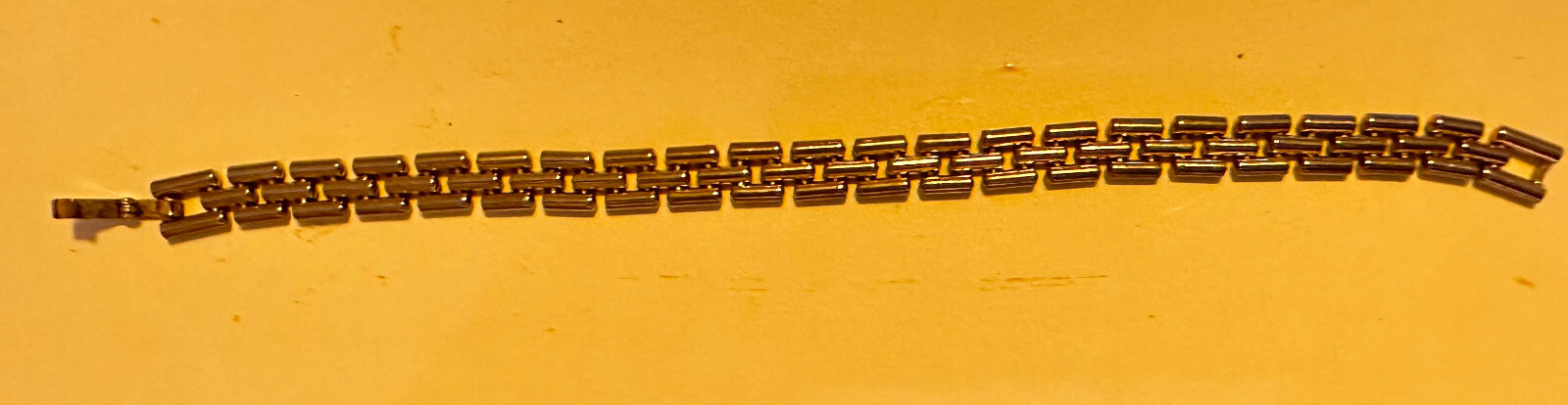 Silver Plated? Open Work Metal Rectangle Linked B… - image 1