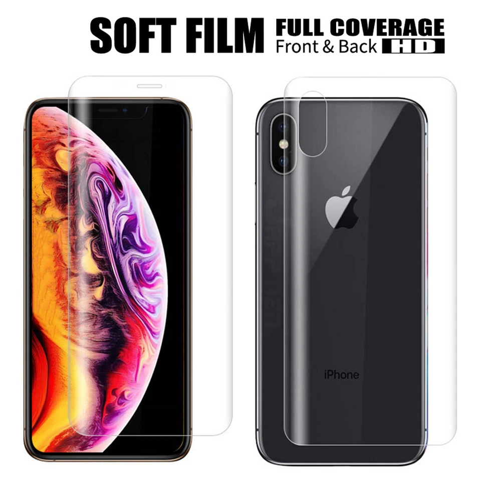 Película protectora de pantalla de hidrogel delantera + trasera 2 piezas para iPhone 16e 16 15 14 13 12 Pro Foto 2 de 4