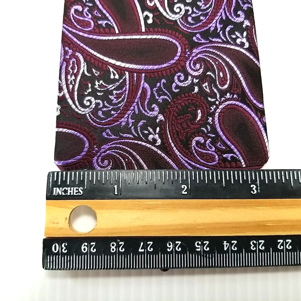 Corbata de lujo Dan Smith negra púrpura tejida cachemira microfibra hecha a mano Foto 4 de 4