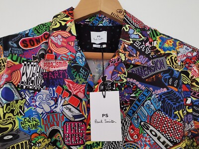 BNWT Paul Smith Dance Music Rave Print Shirt Size Medium * NEW * 90's Style