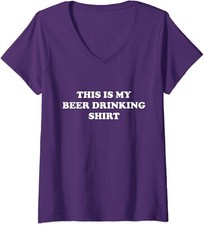 This Is My BEER DRINKING Shirt  Funny Graphic Ladies' V-Neck Tshirt