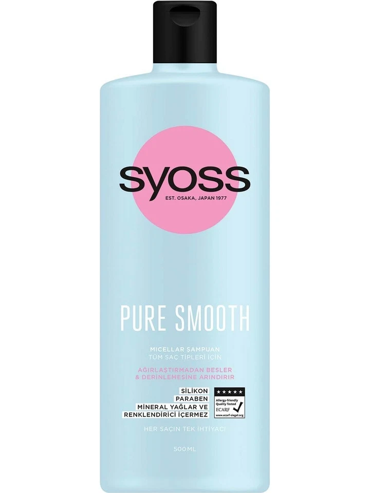 Paquete de 2 champúes micelares nutritivos-purificantes Syoss PureSmoth Foto 2 de 3