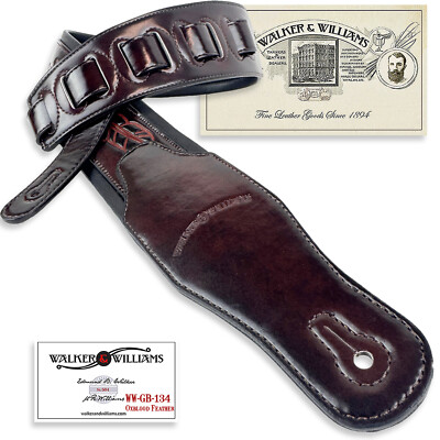 Walker And Williams GB-134 Oxblood Brown Native American Feather Padded Strap