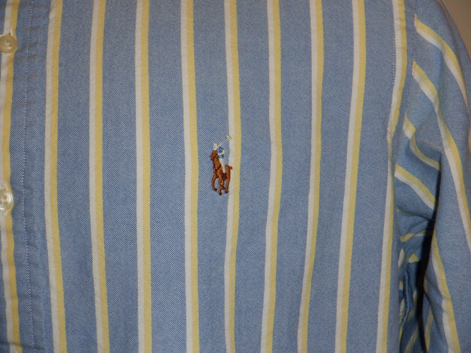 Men's Ralph Lauren sz. XL Blue Yellow White Striped LS Shirt