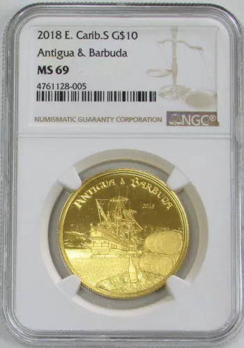 2018 GOLD ANTIGUA & BARBUDA 1oz RUM RUNNER NGC MINT STATE 69