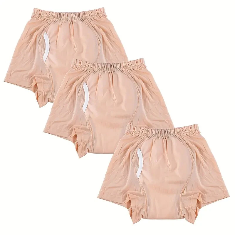 3Pcs Men's Washable Incontinence Underwear Diaper Pants Reusable Leak-proof New