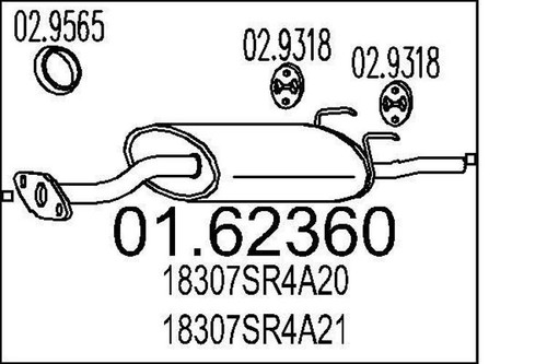 Ligne D'échappement Complète Pour Honda Civic V 1.3/1.5 Hayon 1991-1992 - 2 Silencieux, Neuf