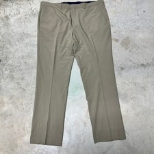 Nautica Men's Tan Chinos Flat Front Dress Pants Size 42W x 32L Polyester Blend