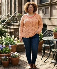 Tangerine Airy Cable Knit Sweater 1x Eileen Fisher Tank top L -2 Pieces Women