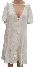 Universal Thread Women's Linen Blend Buttons-Up Mini Shirt A-Line Flare dress