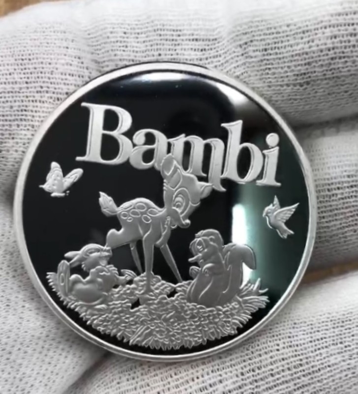 Disney Collective Medallion Coin Bambi with Flower Thumper Butterflies 
