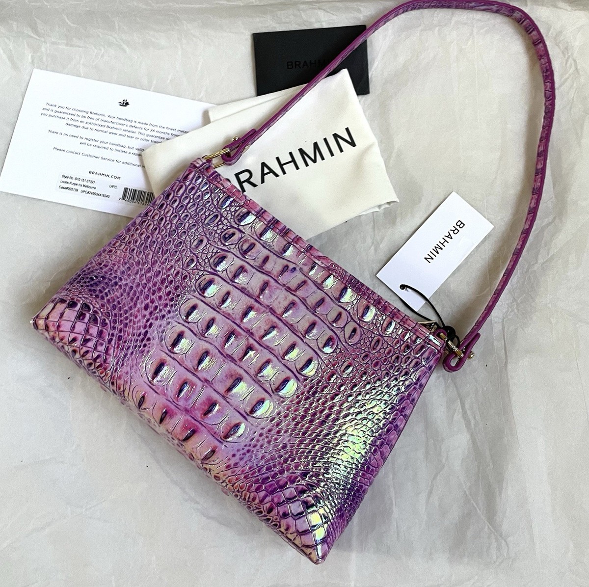 Brahmin Purse Brahmin Lorelei Mother Of Pearl Shoulder Bag Purple
