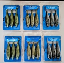 H2O Xpress 4" Pre-Rigged Swim Shad (Saltwater) 6 Packs In Set 3 Color Patterns 