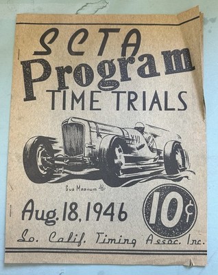 Rare August 1946 SCTA El Mirage Time Trials Program Hot Rod TROG Flathead Banger