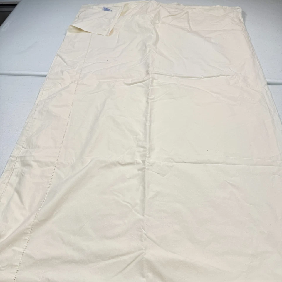 Sábana plana pino cono colina queen sólido blanco crema algodón tradicional neutro Foto 2 de 4